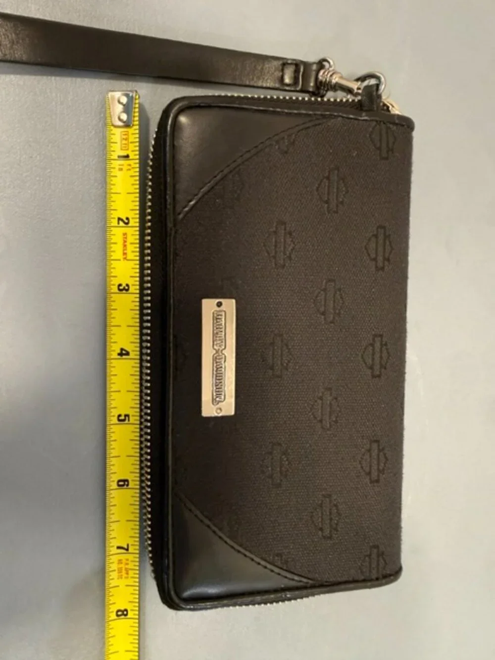 Harley-Davidson Black Bar & Shield Monogram Zip Around Wristlet Wallet